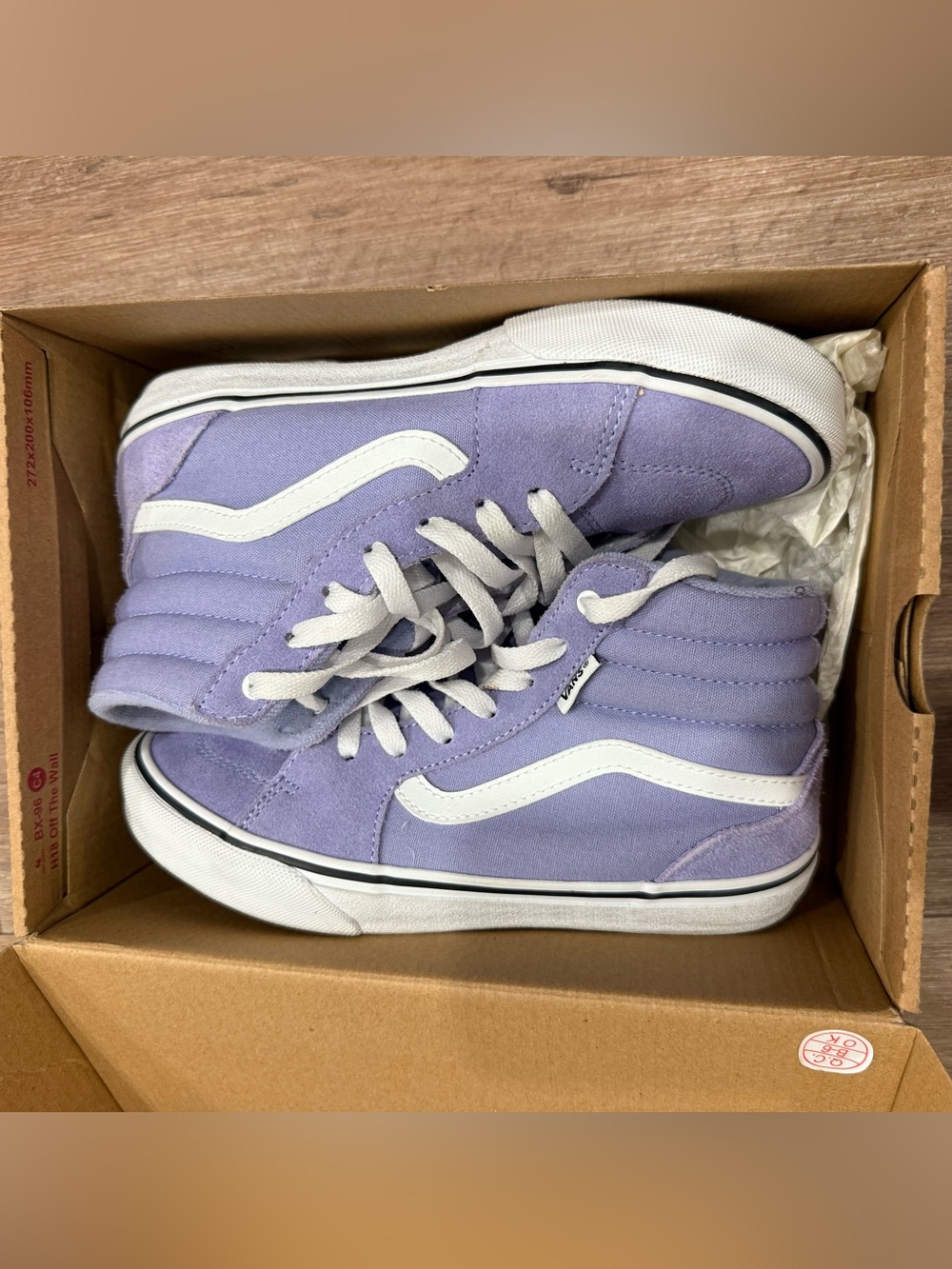 Vans Kids Lavender High-Top Skate Shoes with White Stripe